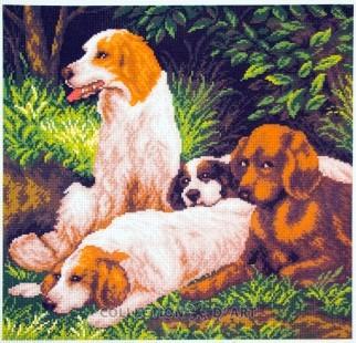 Cross-stich stamped aida Dogs on a rest PA1036