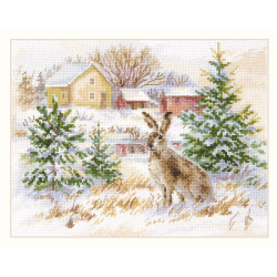 kruissteekpakket Winter day Brown hare