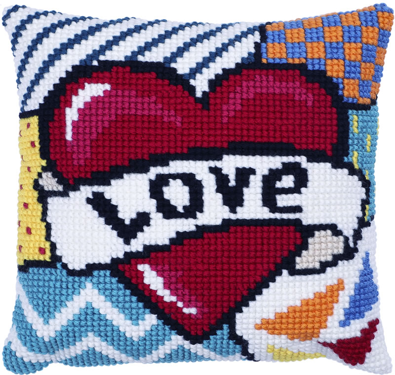 kruissteek kussen Patchwork Love