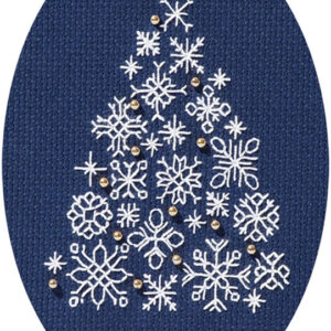 Kruissteek Kerstkaart Snowflake Tree