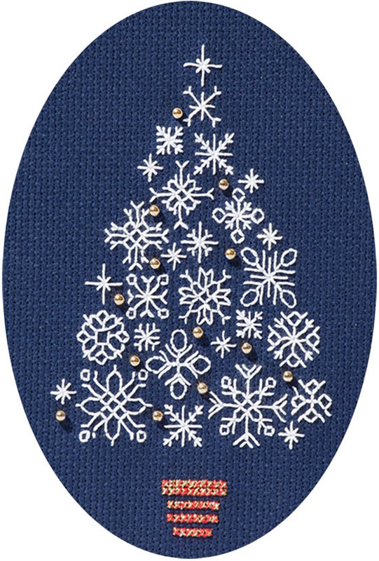 Kruissteek Kerstkaart Snowflake Tree