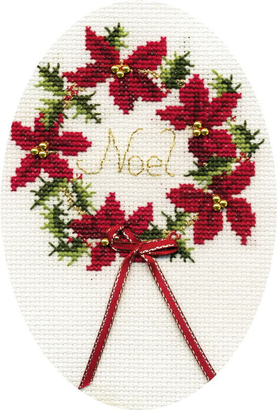 Kruissteek Kerstkaart Christmas Wreath