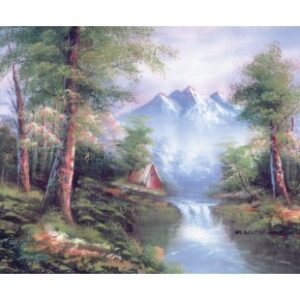 Voorbedrukt canvas huis met waterval