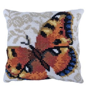 kruissteekkussen umber butterfly