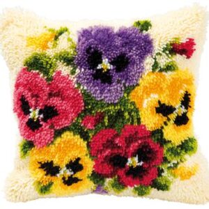Knoopkussen kit Kleurige bloemen